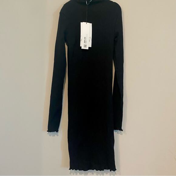 Zara Women’s Bodycon Ribbed Ruffle Trimmed High Neck Long Sleeve Ruffle Detail - Picture 6 of 8